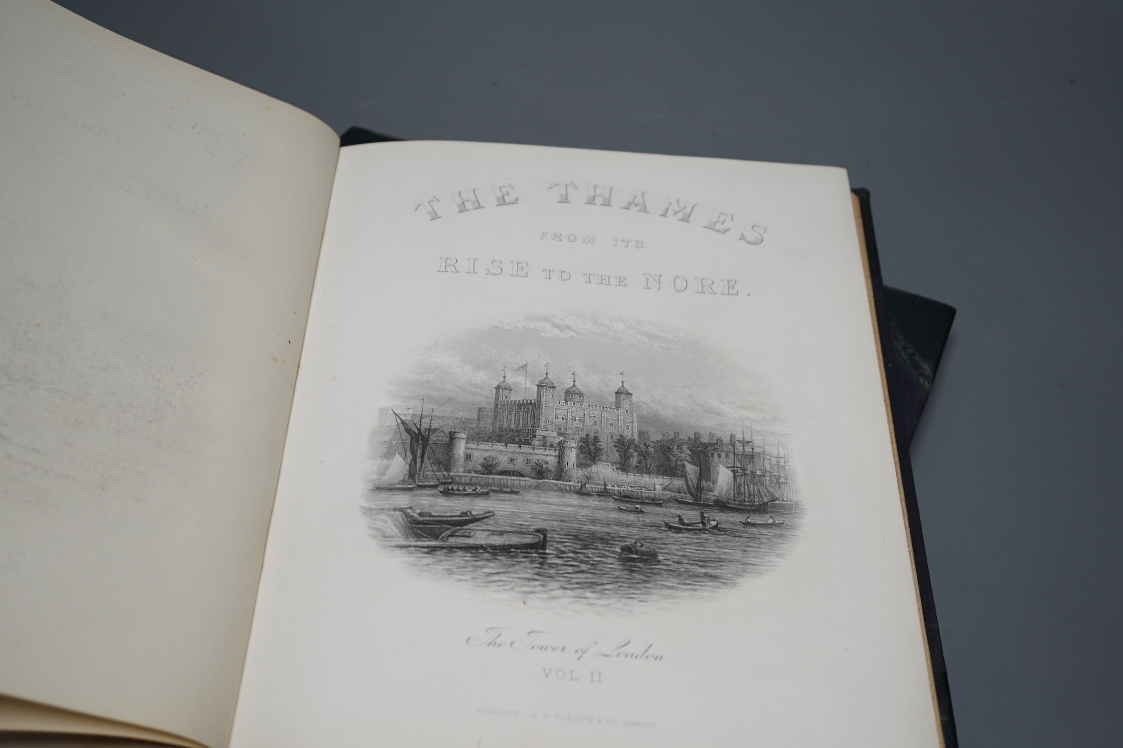 Armstrong, Walker - The Thames: from its rise to the Nore. 2 vols. pictorial engraved and printed titles, etched frontispieces, other engraved plates, num. text illus. and 2 maps (outline colour); binder's half morocco a